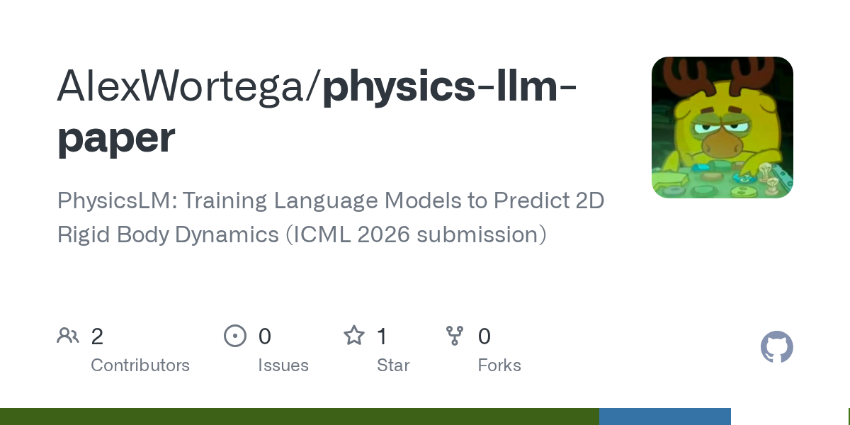 PhysicsLM: Training Language Models to Predict 2D Rigid Body Dynamics (GitHub)