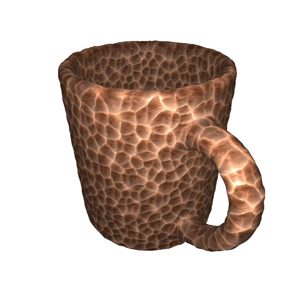 High-resolution wood texture synthesized on a mesh