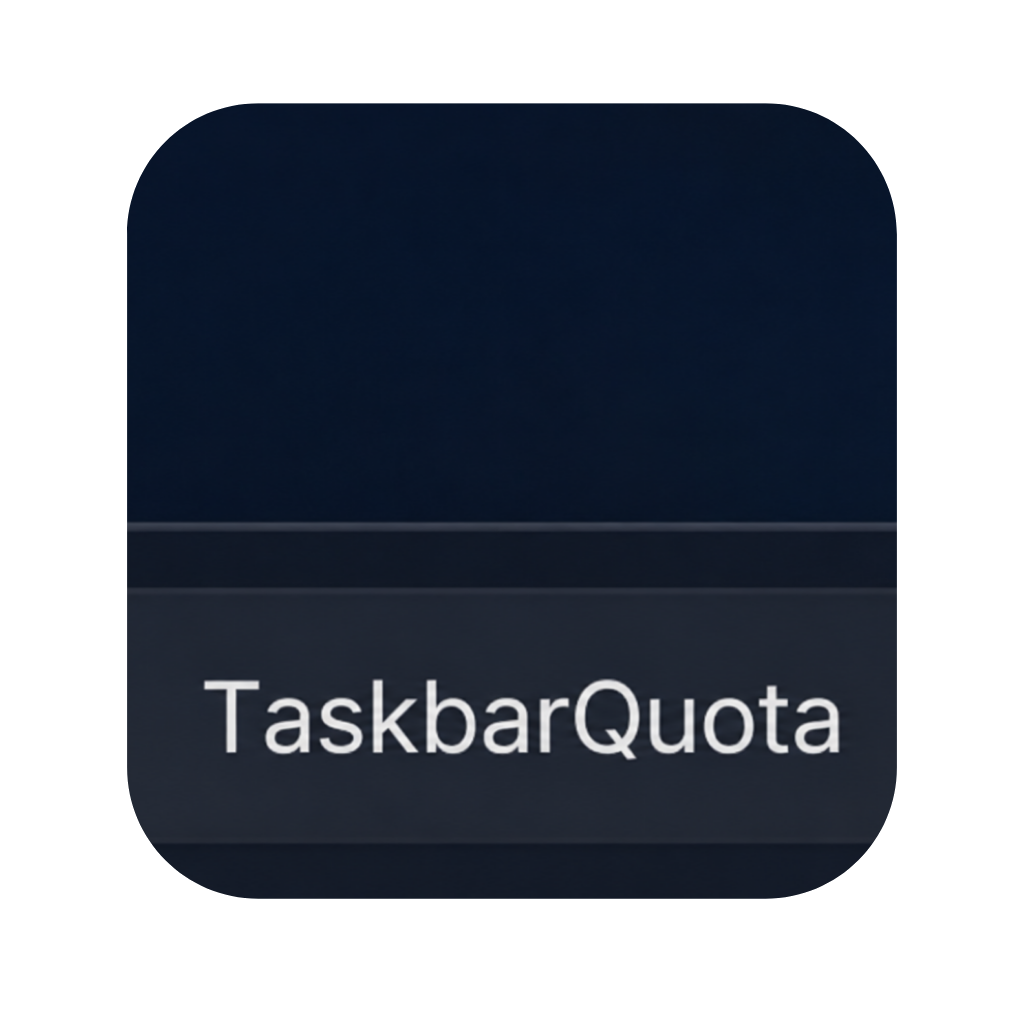Screenshot of TaskbarQuota widget in Windows taskbar