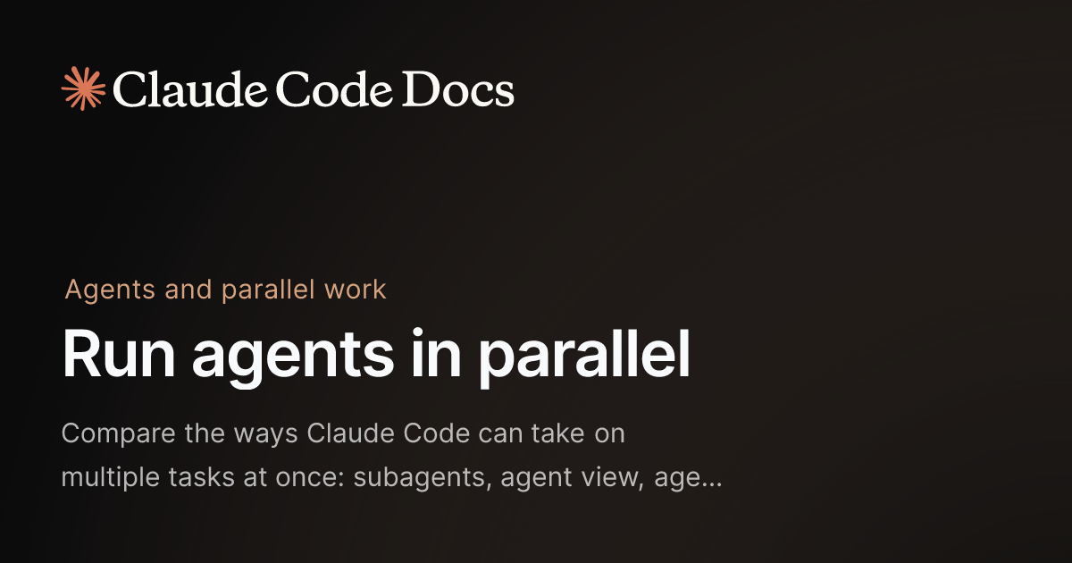 Run agents in parallel - Claude Code Docs