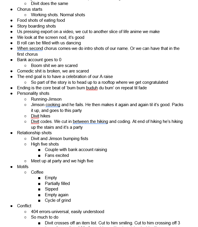 Beat sheet document for an adapted episode