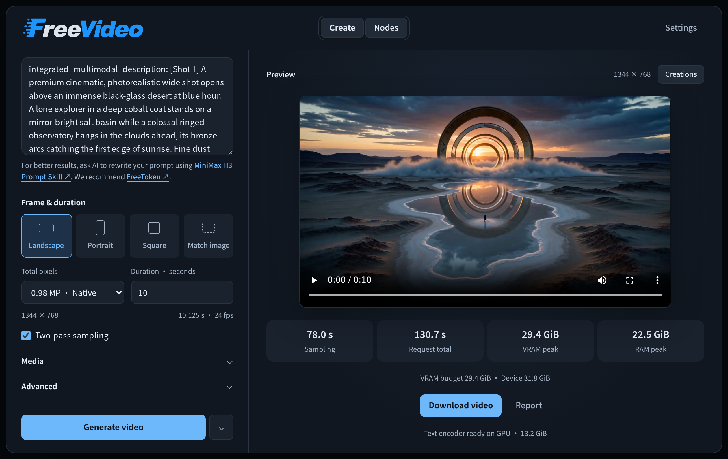 FreeVideo creative workspace