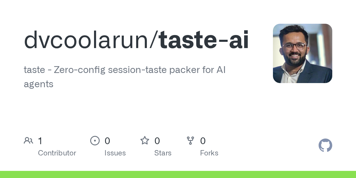 Taste – Zero-config session-taste packer for AI agents