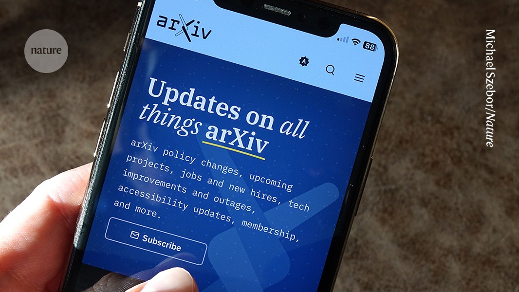 Hero image of the Nature article on arXiv's submission cap