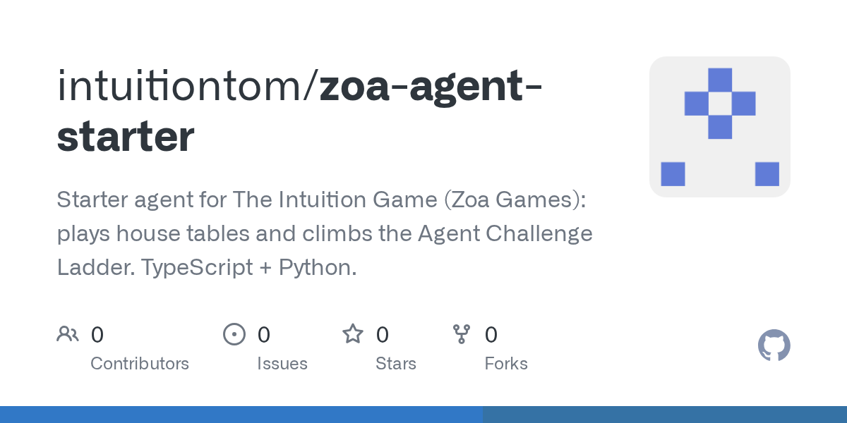 intuitiontom/zoa-agent-starter — Starter agent for The Intuition Game (GitHub)