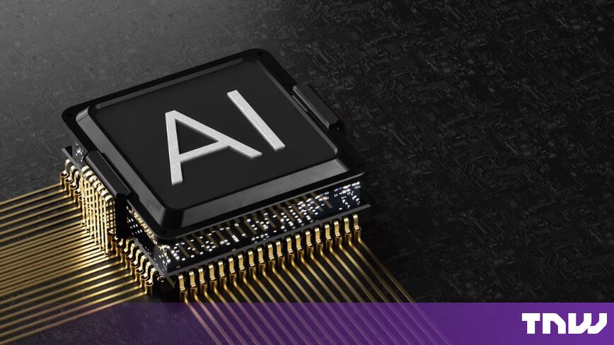 AI processor chip with gold pins on a circuit board