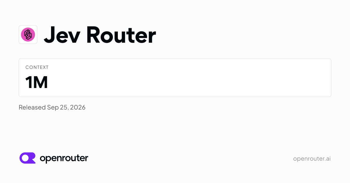 Jev Router card (OpenRouter og:image)