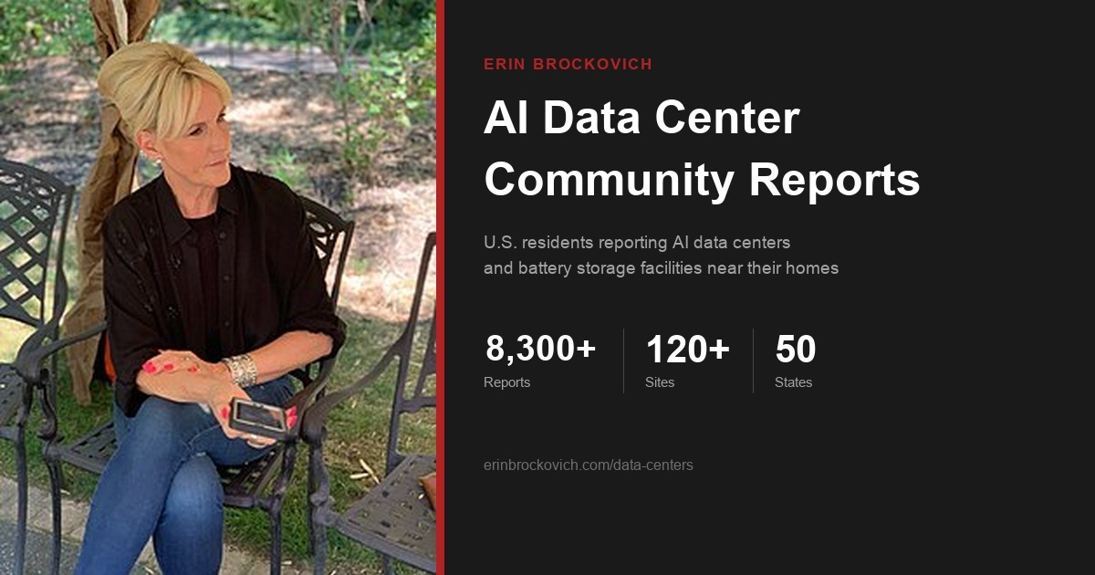 Brockovich Data Center Reporting – U.S. AI Data Center Awareness and Issue Map
