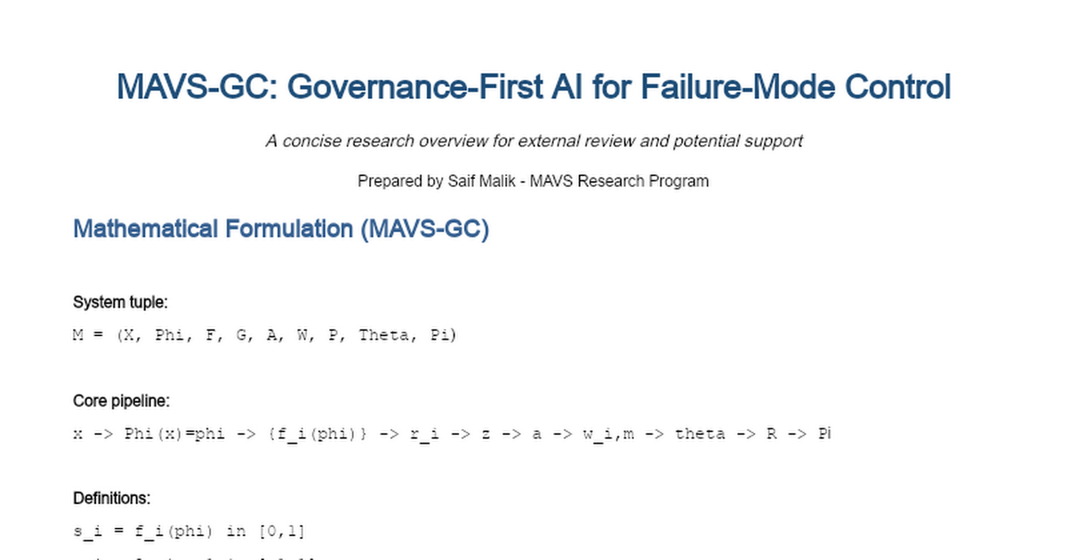 Show HN: MAVS-GC – An Open-Source Governance Architecture for AI Systems