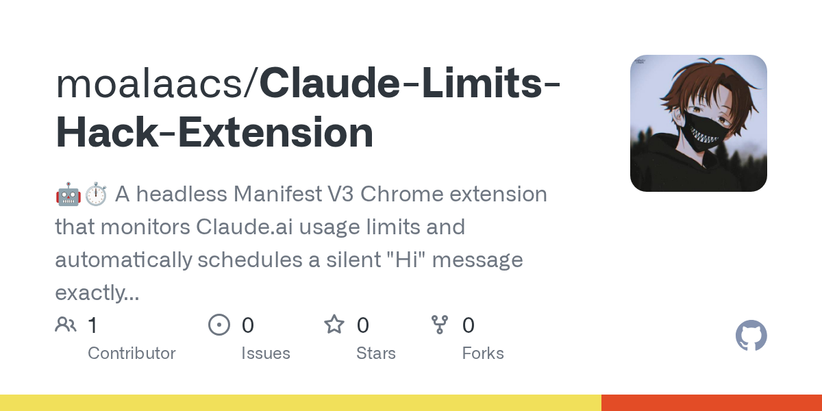 Claude Limits Auto-Reset Hack Extension on GitHub
