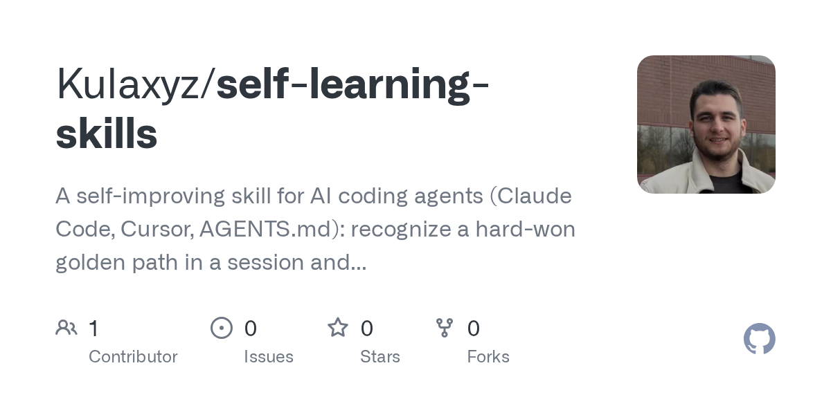 Self-learning skill for Claude: let the agent capture its own hard-won patterns
