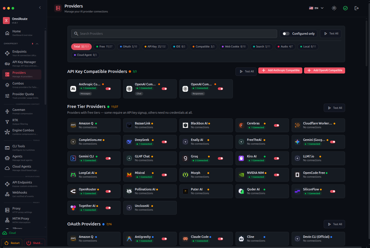 OmniRoute Dashboard screenshot