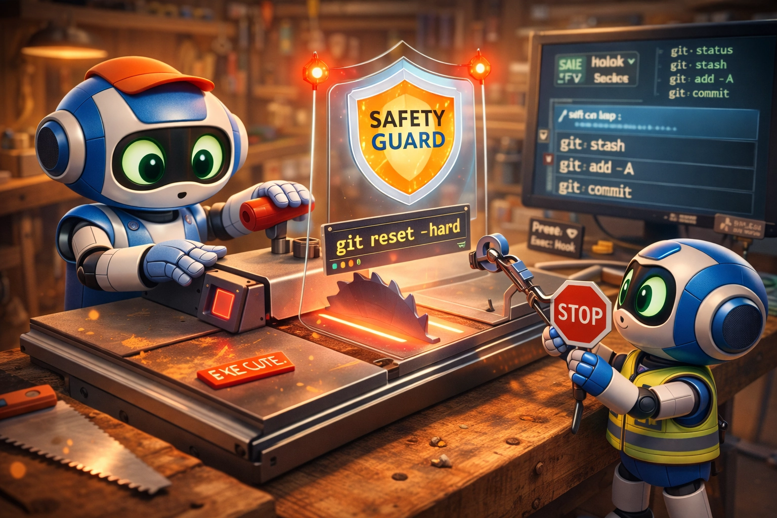 Illustration showing the concept of protecting code from accidental destruction