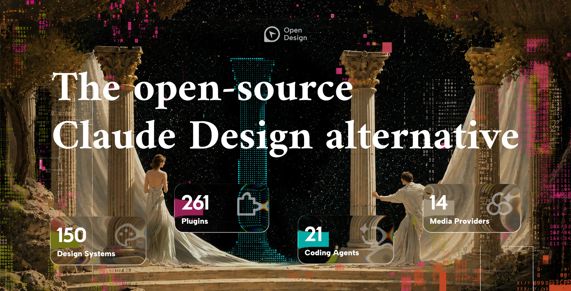 Open Design hero banner showing design systems and agentic workflows