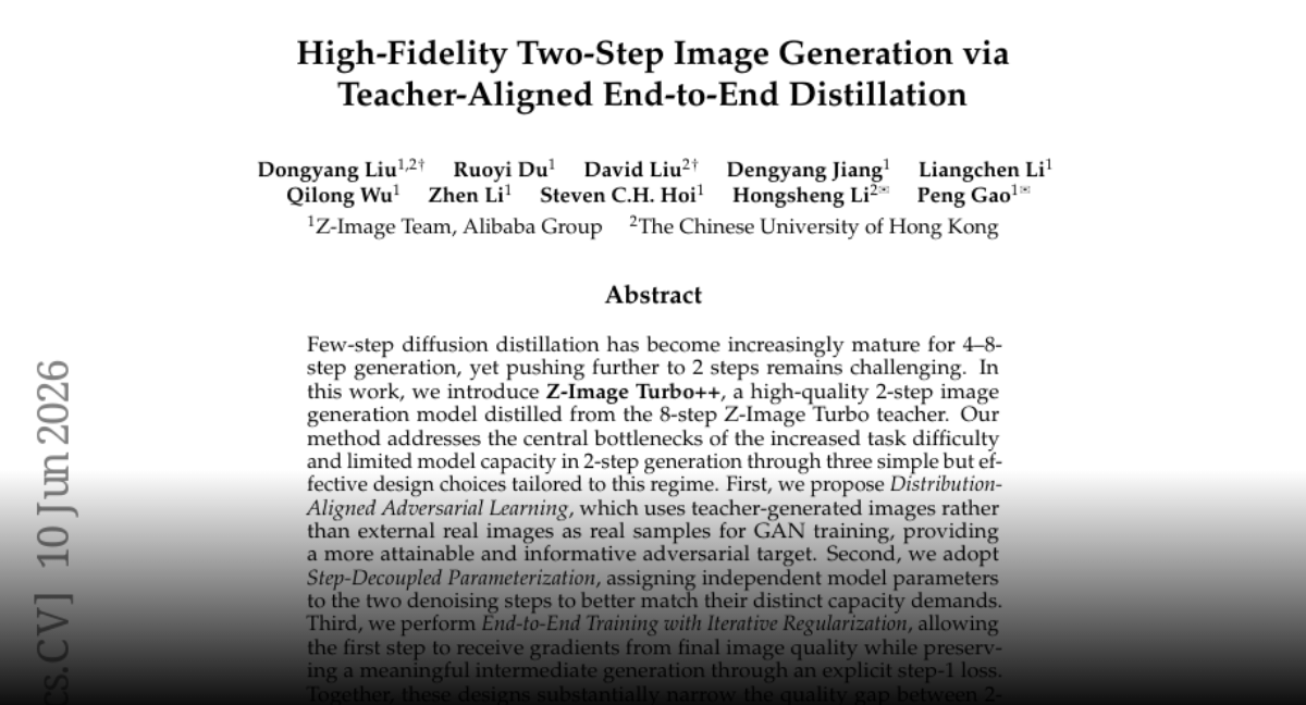 High-Fidelity Two-Step Image Generation via Teacher-Aligned End-to-End Distillation