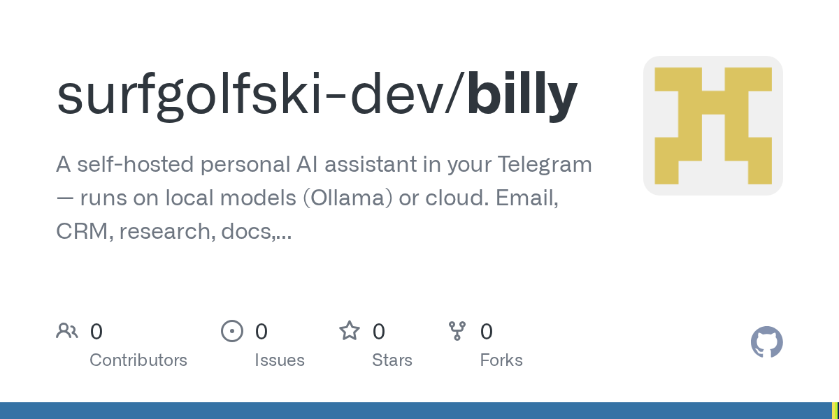 How HN: Billy – a self-hosted AI assistant that lives in your Telegram