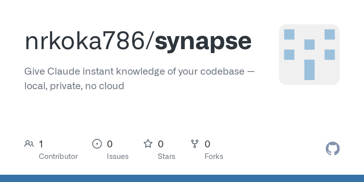 Show HN: Synapse – local codebase indexer and MCP server for Claude Code