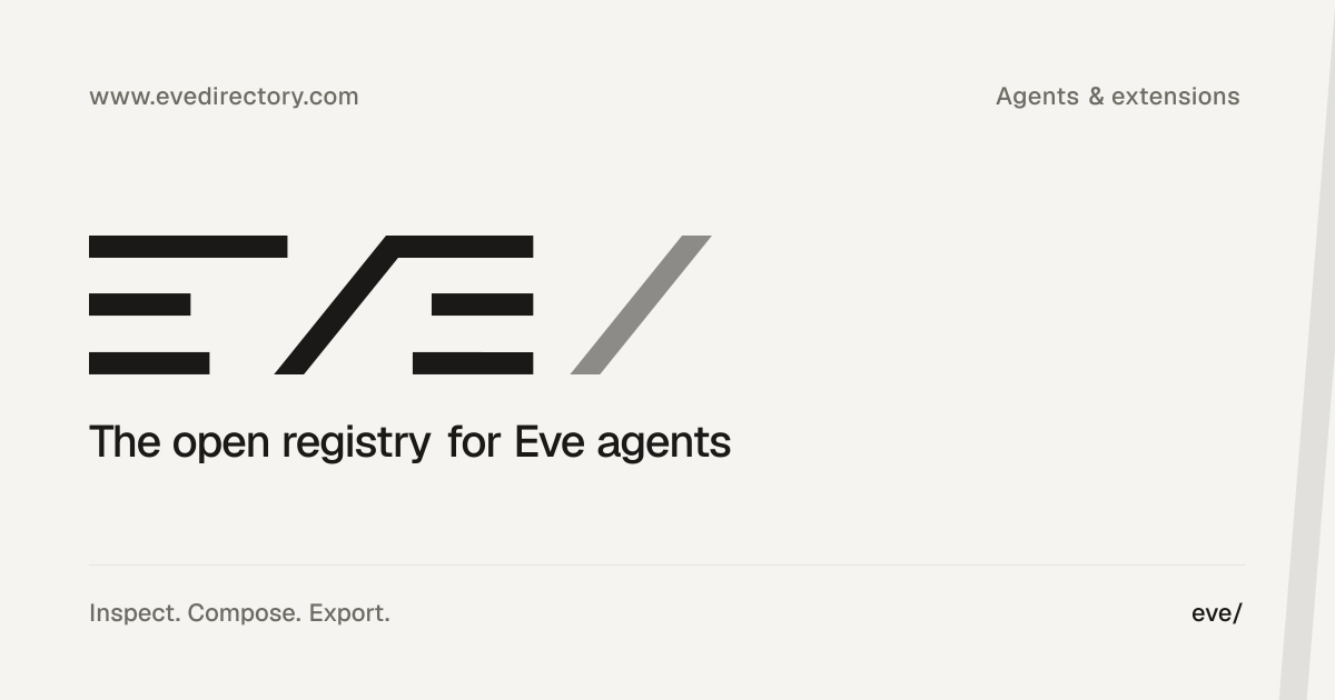 Show HN: Eve Directory – Shadcn-installable Eve agent registry