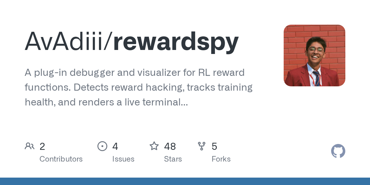 GitHub - AvAdiii/rewardspy: A plug-in debugger and visualizer for RL reward functions