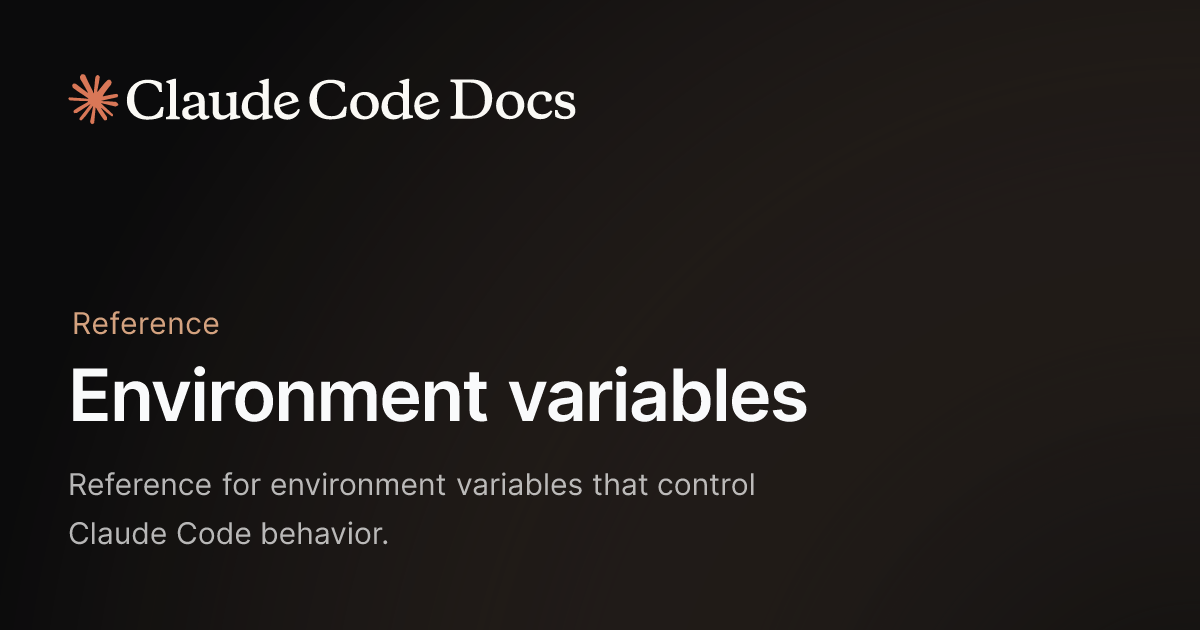 Environment variables — Claude Code Docs