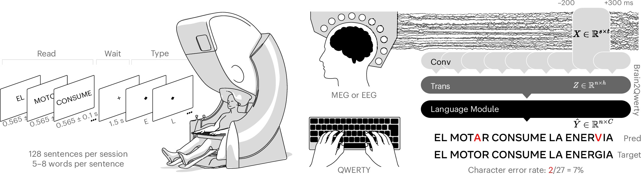 Noninvasive decoding of typed sentences from human brain activity | Nature Neuroscience