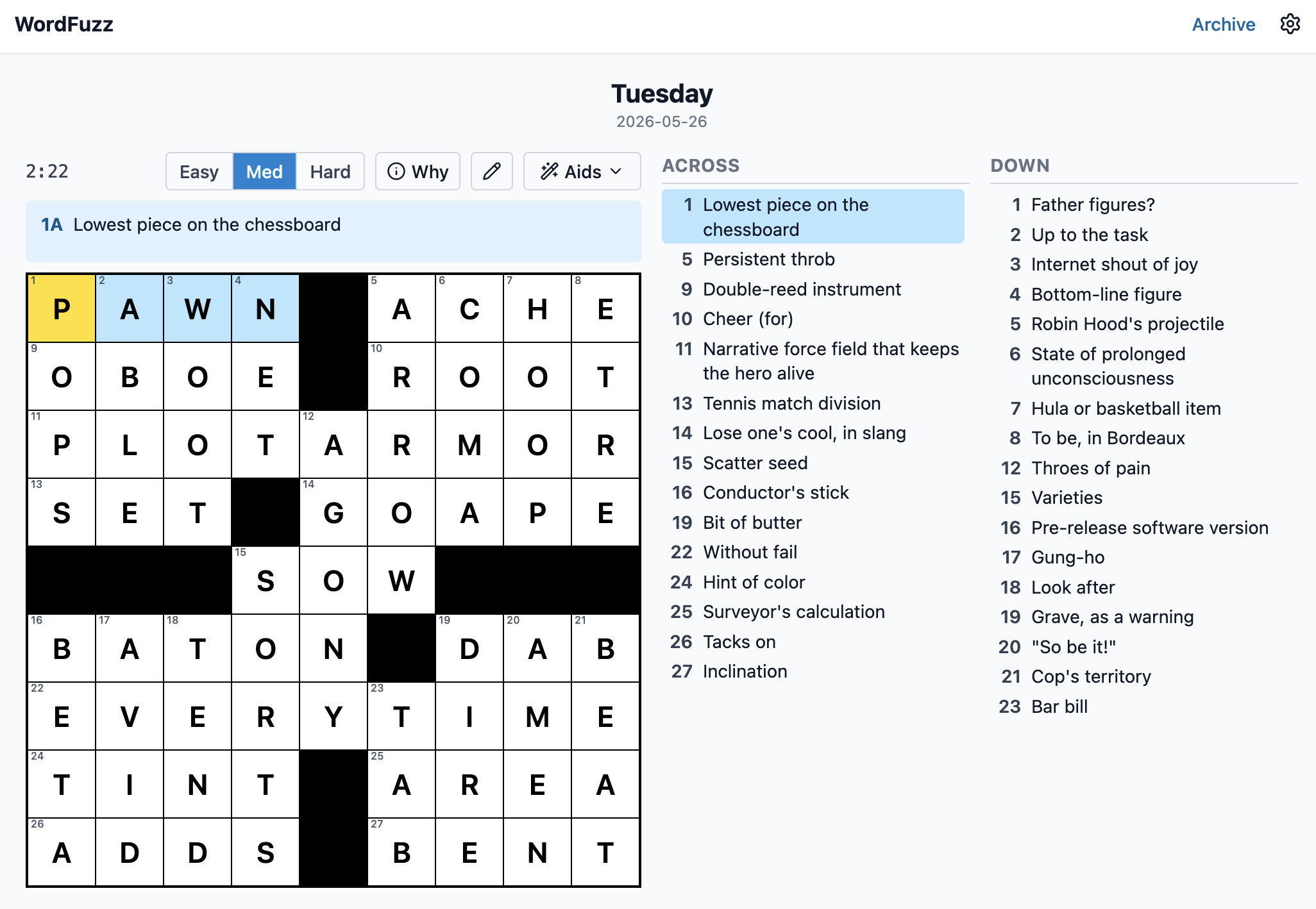 Screenshot of the WordFuzz web application