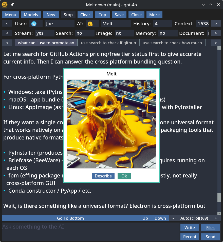 Meltdown software interface screenshot