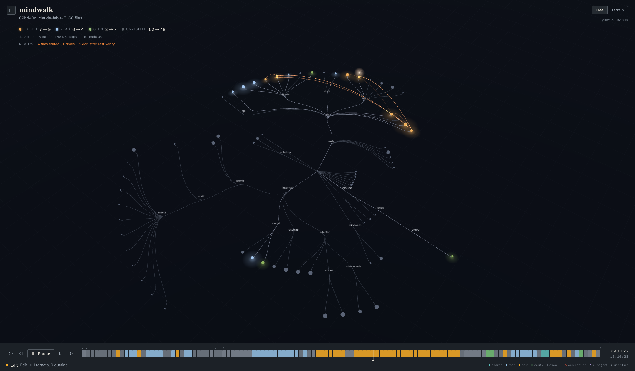 mindwalk replaying a session in the tree view