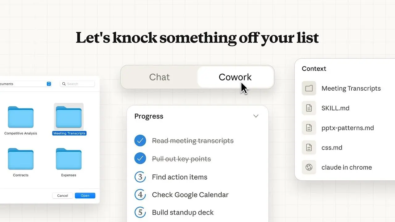 Screenshot of Open-Cowork in action