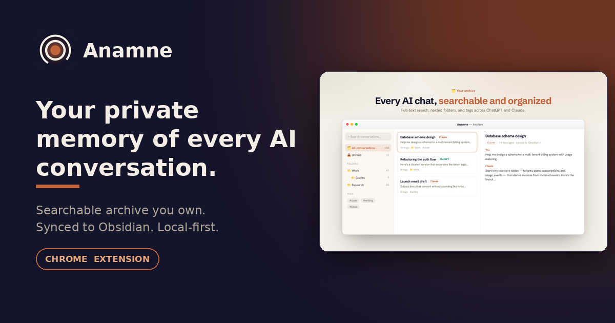 Anamne — your private memory of every AI conversation