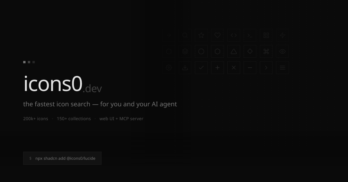 icons0 — The fastest icon search for you and your AI agent