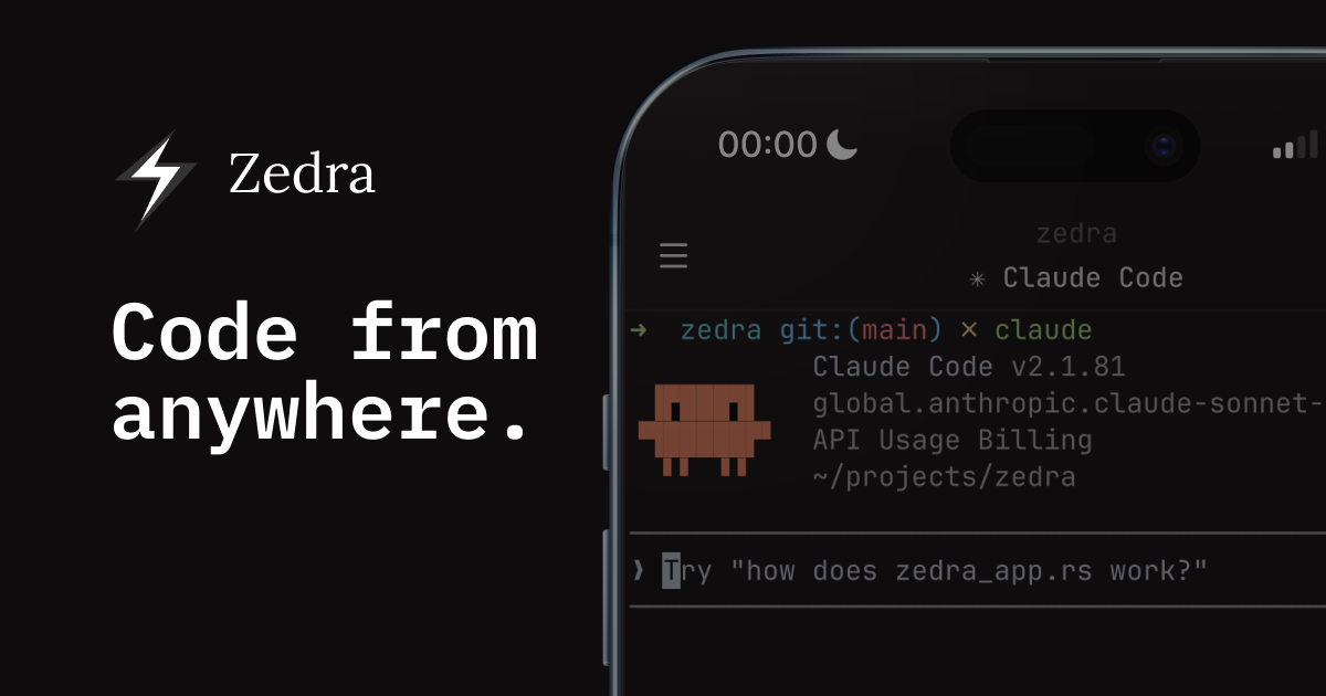 Zedra mobile interface preview